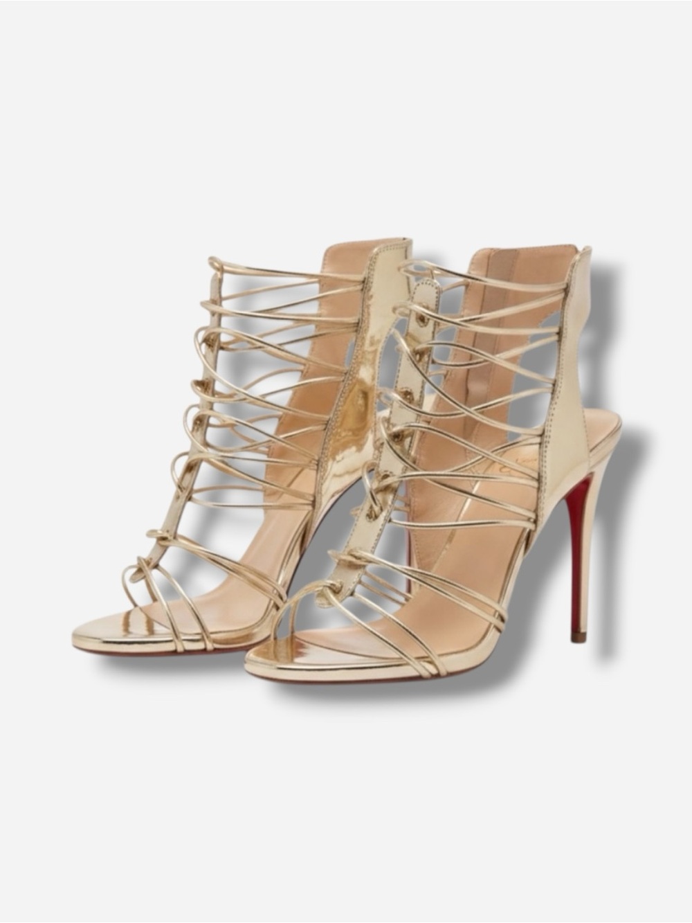 🌸New🌸 Qupid Metallic Cage Heel Size 9 Champagne NIB